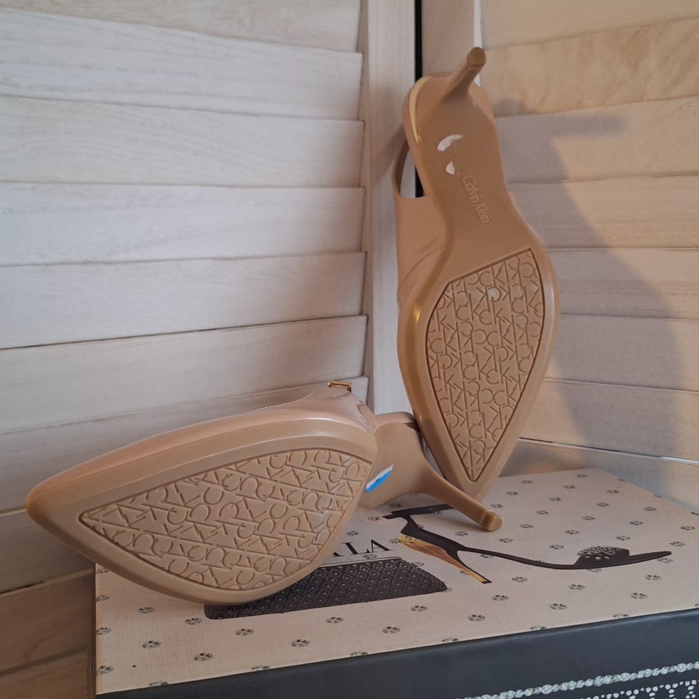 New Calvin Klein Patent Nude Slingback Pumps - Picture 7 of 7